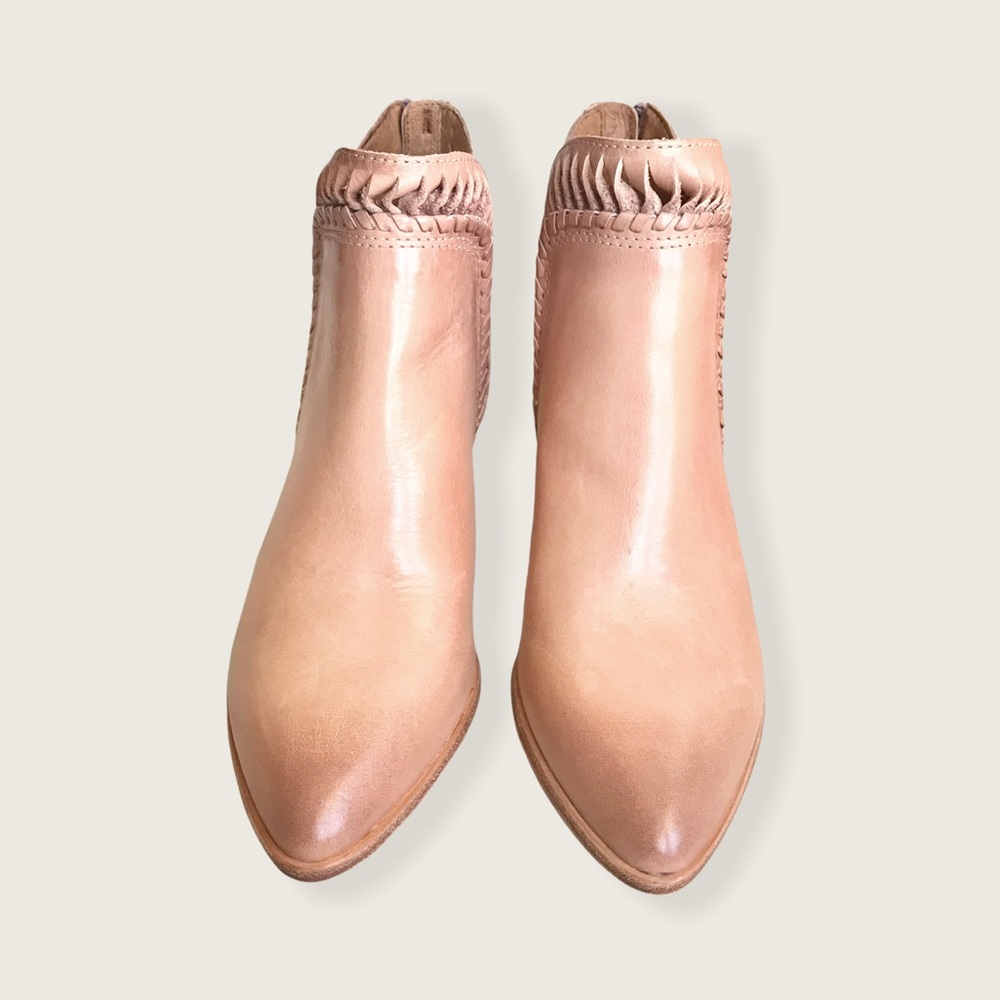 Frye Reed Feather Pink Leather Cut Out Ankle Boot - Picture 10 of 15